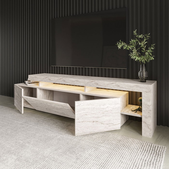 Hanah Home Beliz - Soporte de TV Travertino con Luces LED